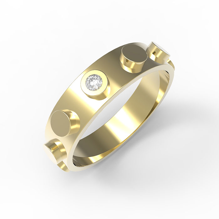 fedi nuziali in oro con diamante Brick Ring