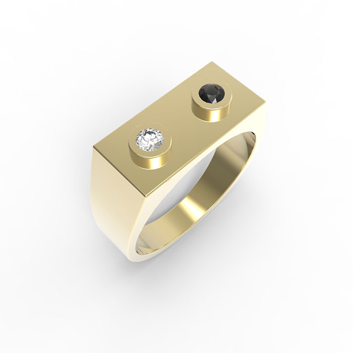 Anelli in oro con diamanti Premium Brick Ring