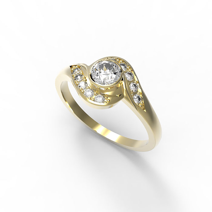 Anello in oro giallo con diamanti, personalizzabile, Tim Ring