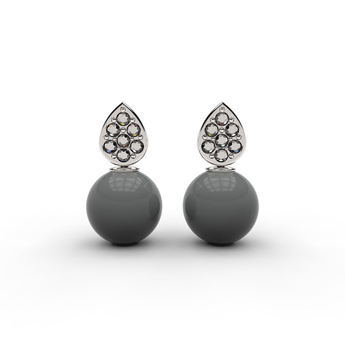 orecchini di perle con diamanti e oro bianco a Roma e online