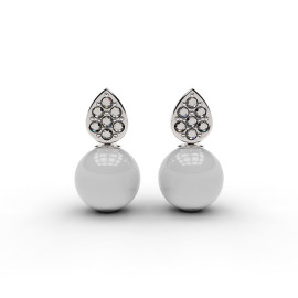orecchini in oro bianco con diamanti e perle, personalizzabili a Roma o sul nostro store online